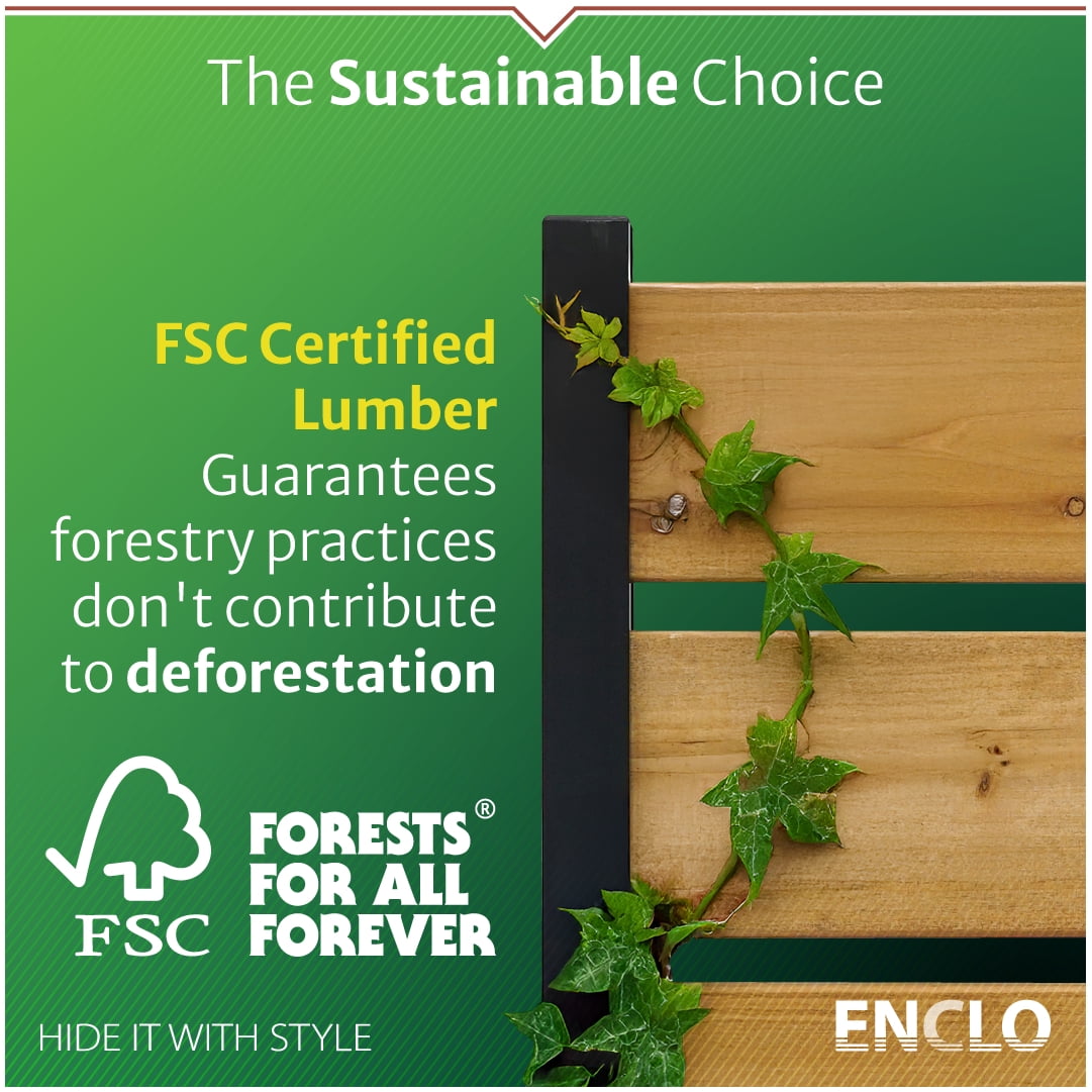 Enclo Privacy Screens EC18022 5ft H x 3.2ft W Concord Wood Outdoor Privacy Fence Screen, Perfect to Hide Trash Cans (1-Panel)