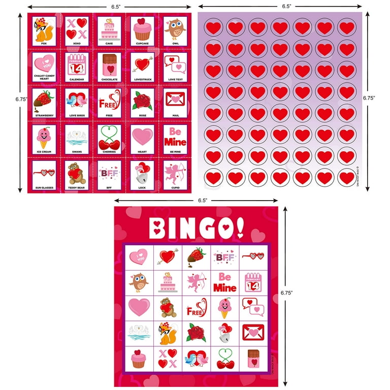 HA-EMORE Valentines Day Bingo Cards 28 Players Bingo Game Cards for Kids  Party School Classroom Exchange Family Activities Valentines Party Favors  Supplies 