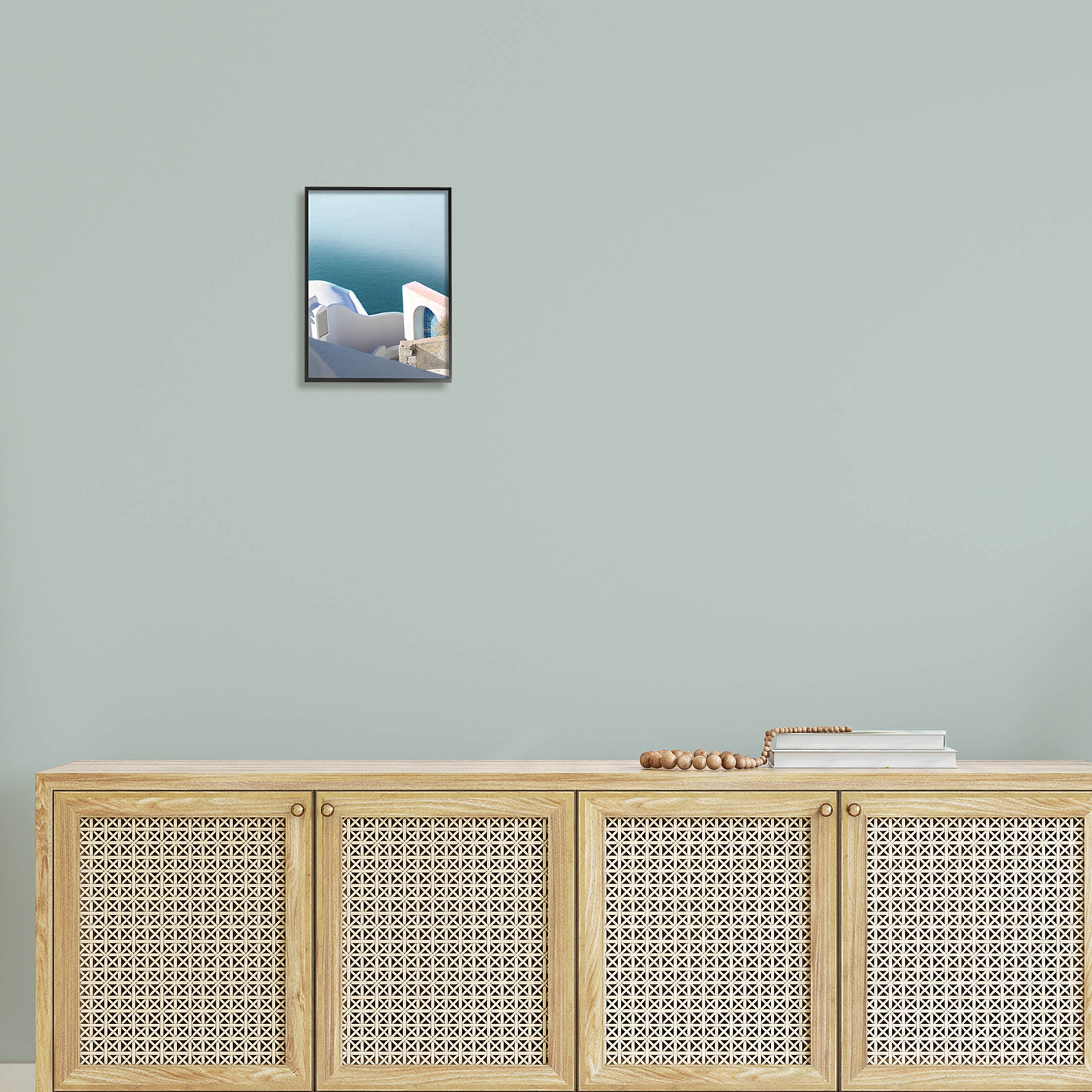 Stupell Industries Picturesque Santorini Coastal Building Photograph Black Framed Art Print Wall Art, Design by Sara Zieve Miller