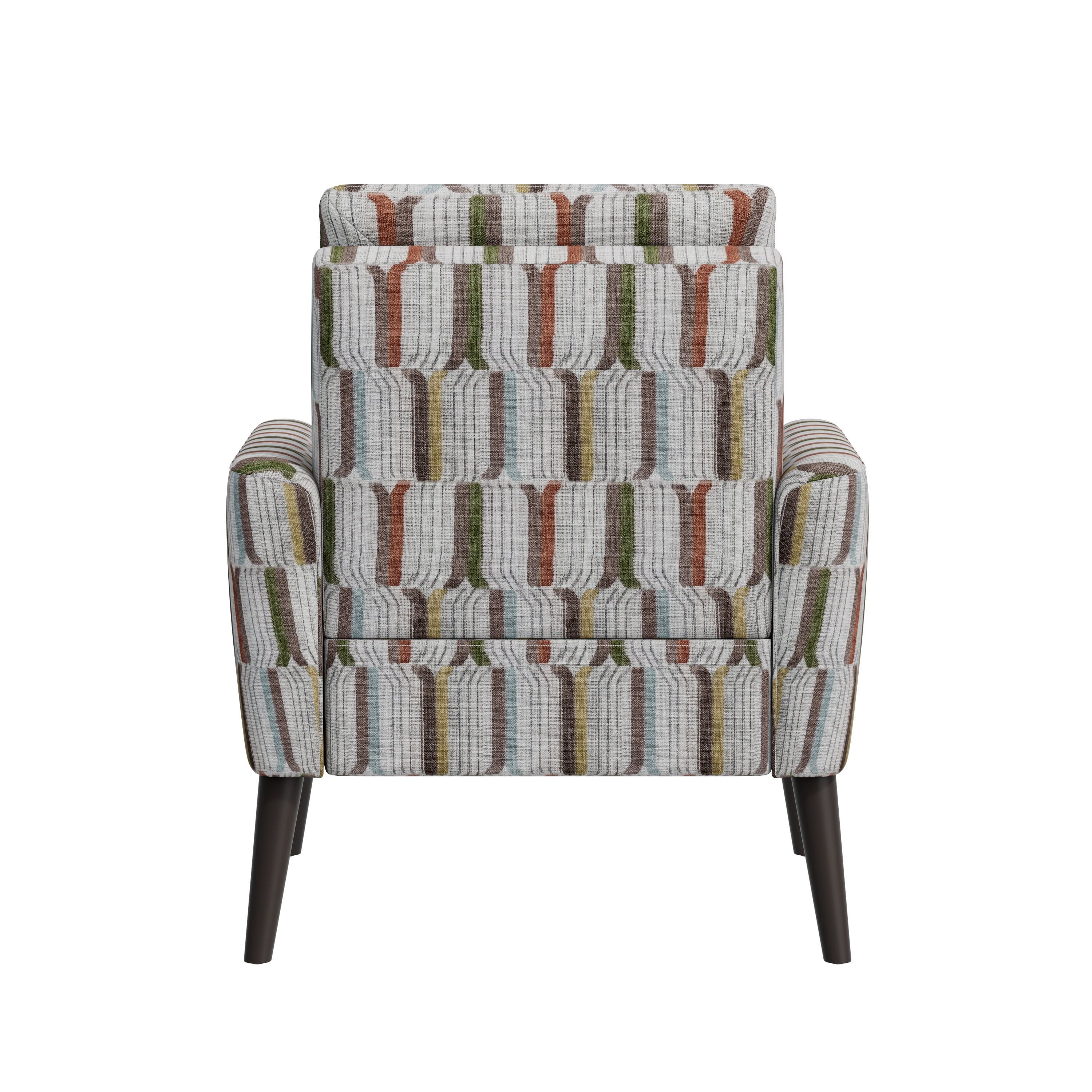 Homesvale Allyson Mid-Century Modern Small Space Armchair, Brown, Green and Blue Stripe Polyester