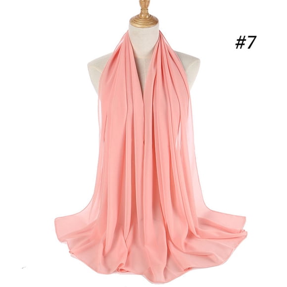 Chiffon Scarf Hijab Wrap Printe Solid Color Shawls Headband Muslim Hijabs