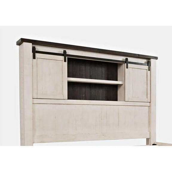 Jofran Madison County Rustic Reclaimed Pine Farmhouse Queen Barn Door Bed