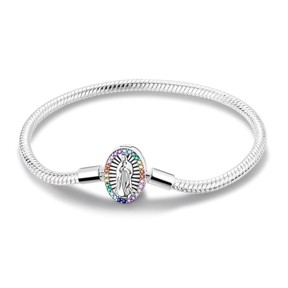 MULA Silver Plated Sparkling Cubic Zirconia Snake Chain Bracelet for Women, DIY Charm Bracelet Birthday Christmas Gift