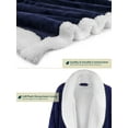 thumbnail image 4 of Premium Womens Sherpa Fleece Robe | Luxurious Soft, Warm, Plush Winter Bathrobe - Navy, 4 of 7