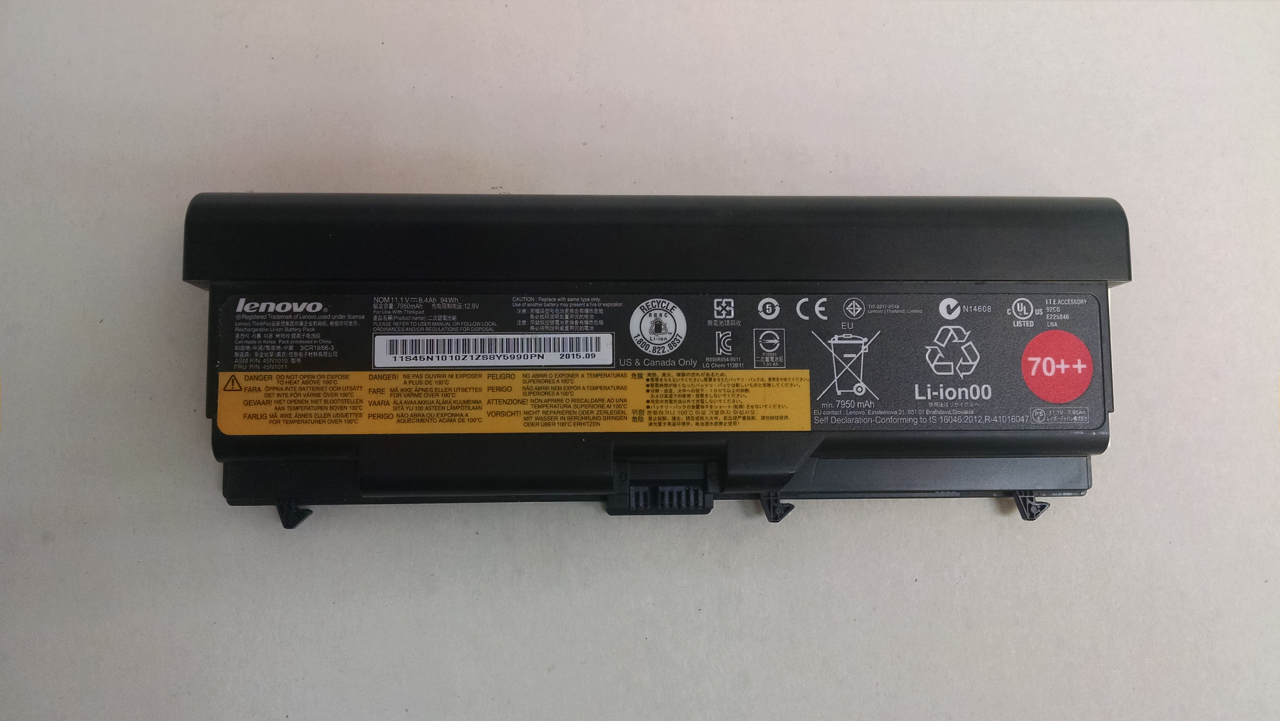 Refurbished Lenovo 45N1011 9 Cell 94Wh Laptop Battery for ThinkPad T430