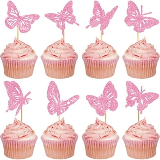 30 Toppers Cupcake Comestibles Rose – Thème Baptême, Animaux, Papier Gaufré
