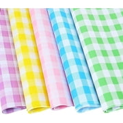50 Sheets 28 * 20 Inch Pastel Tissue Paper Buffalo Plaid Wrapping Tissue Pink Yellow Blue Green Purple Tissue Paper for Gift Bags for Birthday, Baby Shower, Summer Holidays DIY Craft