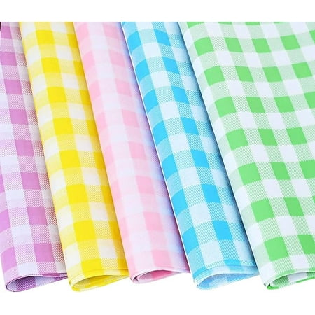 50 Sheets 28 * 20 Inch Pastel Tissue Paper Buffalo Plaid Wrapping Tissue Pink Yellow Blue Green Purple Tissue Paper for Gift Bags for Birthday, Baby Shower, Summer Holidays DIY Craft