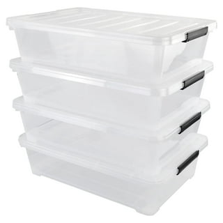 Ucake 70 Quart Large Clear Storage Bin, Plastic Storage Box on Wheels, 4  Packs