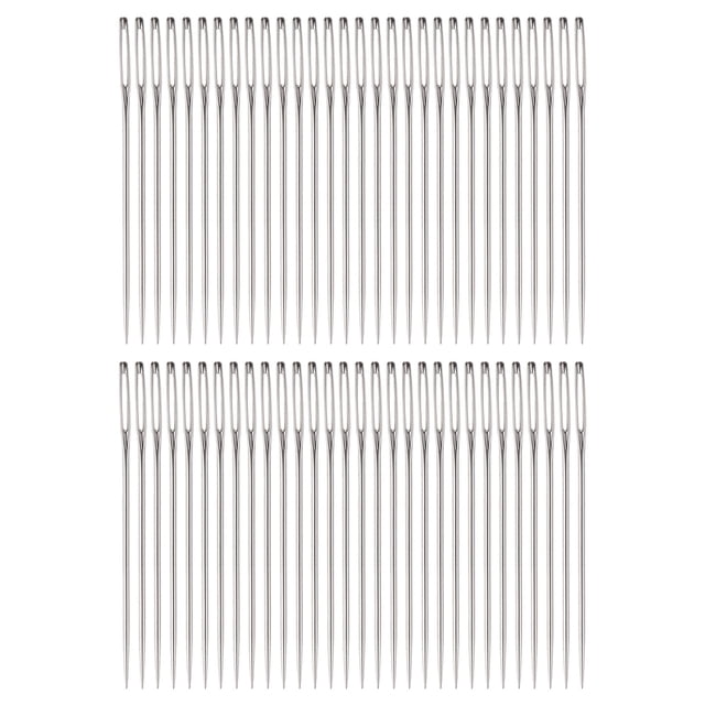 60Pcs Agujas de Ojo Grande 1.8" Aguja de Costura a Mano Aguja de Bordado para Cuero Punto de Cruz