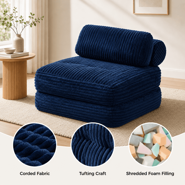 Neche Single Corduroy Convertible Sleeper Sofa - Folding, Pillow