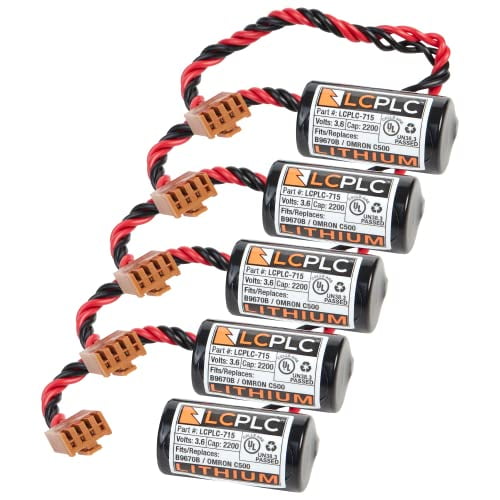LCPLC-715 PLC Replacement Batteries - 3.6-Volt Lithium Thionyl Chloride Batteries for B9670B, C500-BAT08, B9670BSM - Non-Rechargeable 2100mAh 3.6V Lithium Battery for Programmable Logic Controllers