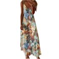 thumbnail image 4 of zanvin Clearance Vente Femmes Robes d'Été, Mode d'Été Imprimé V-Cou Bretelles Sans Manches Robe Pull, Kaki, M, 4 of 4