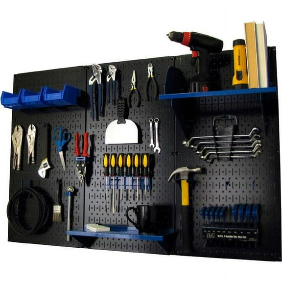 Pegboard Standard Tool Storage Kit, Black & Blue - 48 x 32 x 9 in.