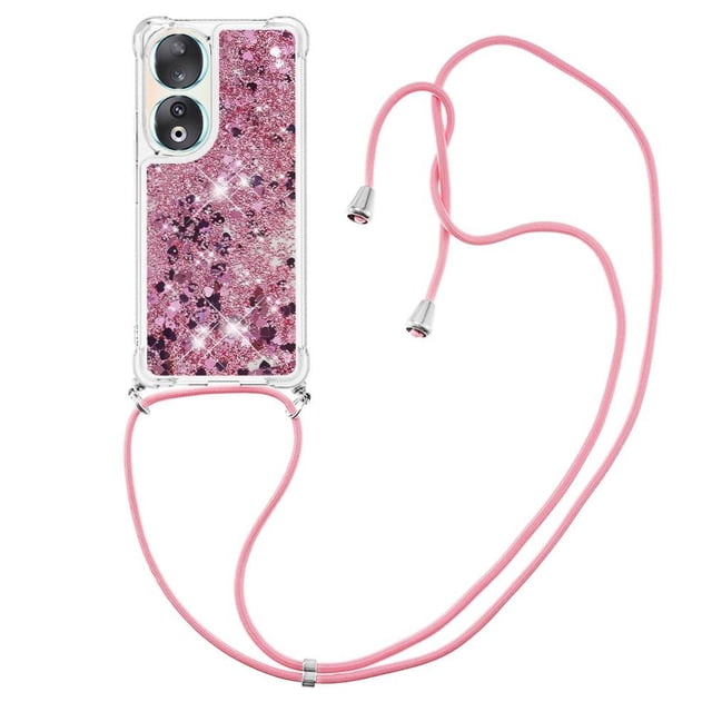Funda FOXDOCK para Honor 90 con Cuerda Ajustable, Brillo Líquido, Protección Antigolpes y Lente – Ideal para Regalo