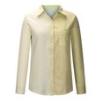thumbnail image 4 of Cárdigan de manga larga con estampado de rayas en contraste para mujer, camisa de un solo pecho, camiseta de manga larga con solapa/camisa Pompotops  FGAJ21633, 4 of 8