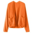 thumbnail image 4 of Womens Cardigans Lightweight with Pockets Long Sleeve Open Front Sweaters Casual Loose Knitted Outwear Coat (Orange XL), 4 of 4