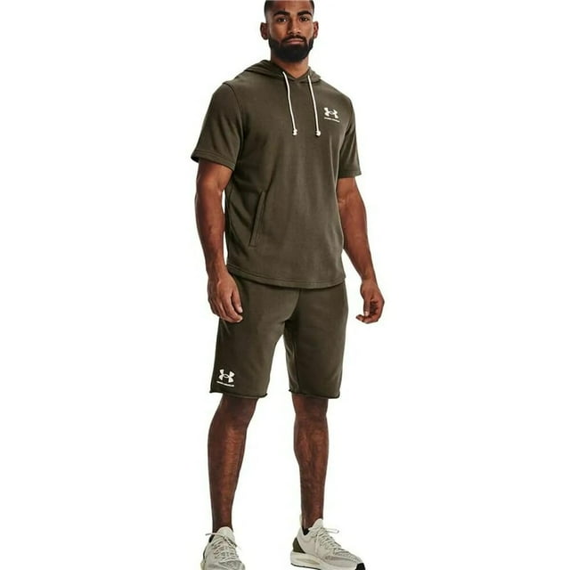 Pantalones cortos Under Armour Rival Terry para hombre, tienda de campaña (361), color verde