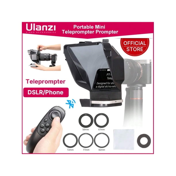 Ulanzi Portable Mini Teleprompter Prompter for Smartphone/DSLR Camera Video Recording Live Streaming Interview With Remote