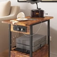 thumbnail image 6 of LIDYUK End Table with Charging Station, Narrow Side Table with Drawer and USB Ports & Power Outlets, Nightstand Bedside Tables for Small Spaces, Bedroom, Living Room, Rustic Brown, Set of 2, 6 of 7