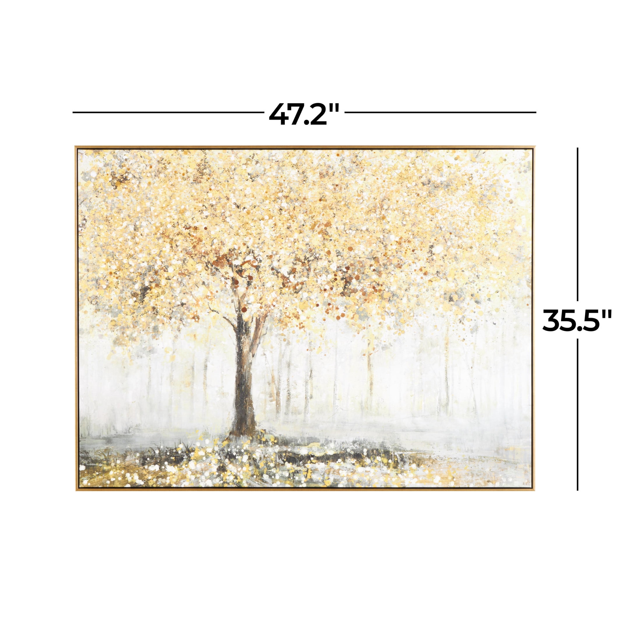 47" x 36" Paint Splatter Forest Landscape Framed Wall Art, by DecMode