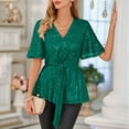 thumbnail image 5 of frariair Ladies Sparkle Detail Blouse Featuring Slimming Silhouette And Breathable Fabric For Night Out Elegance Green, 5 of 6
