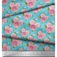 thumbnail image 2 of Soimoi Rayon Crepe Fabric Check,Leaves & Rose Floral Print Fabric by The Yard 46 Inch Wide, 2 of 3