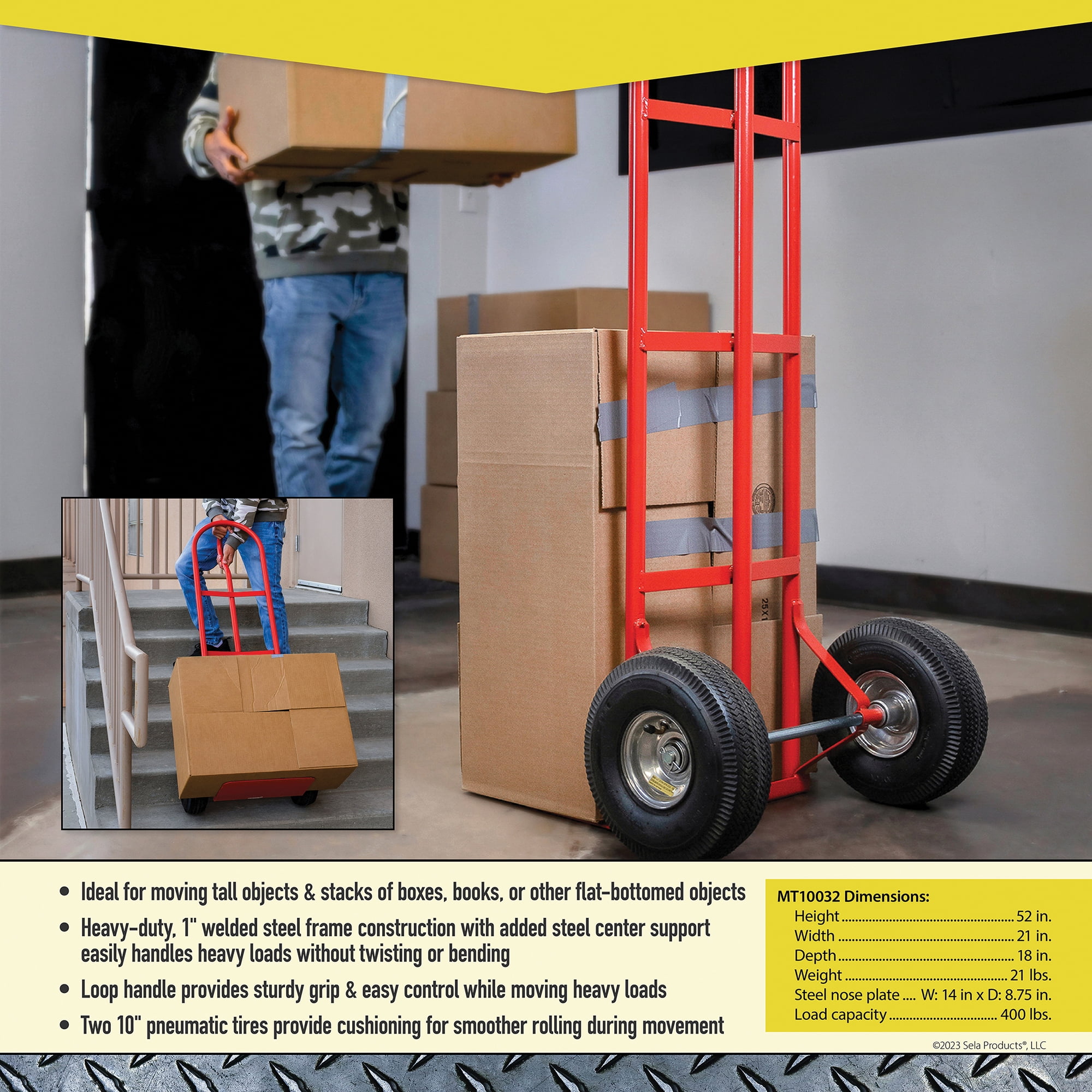 Monster Trucks MT10032 MEGA MAXX™ Steel Hand Truck, Loop Handle, 400lb. Capacity, Red