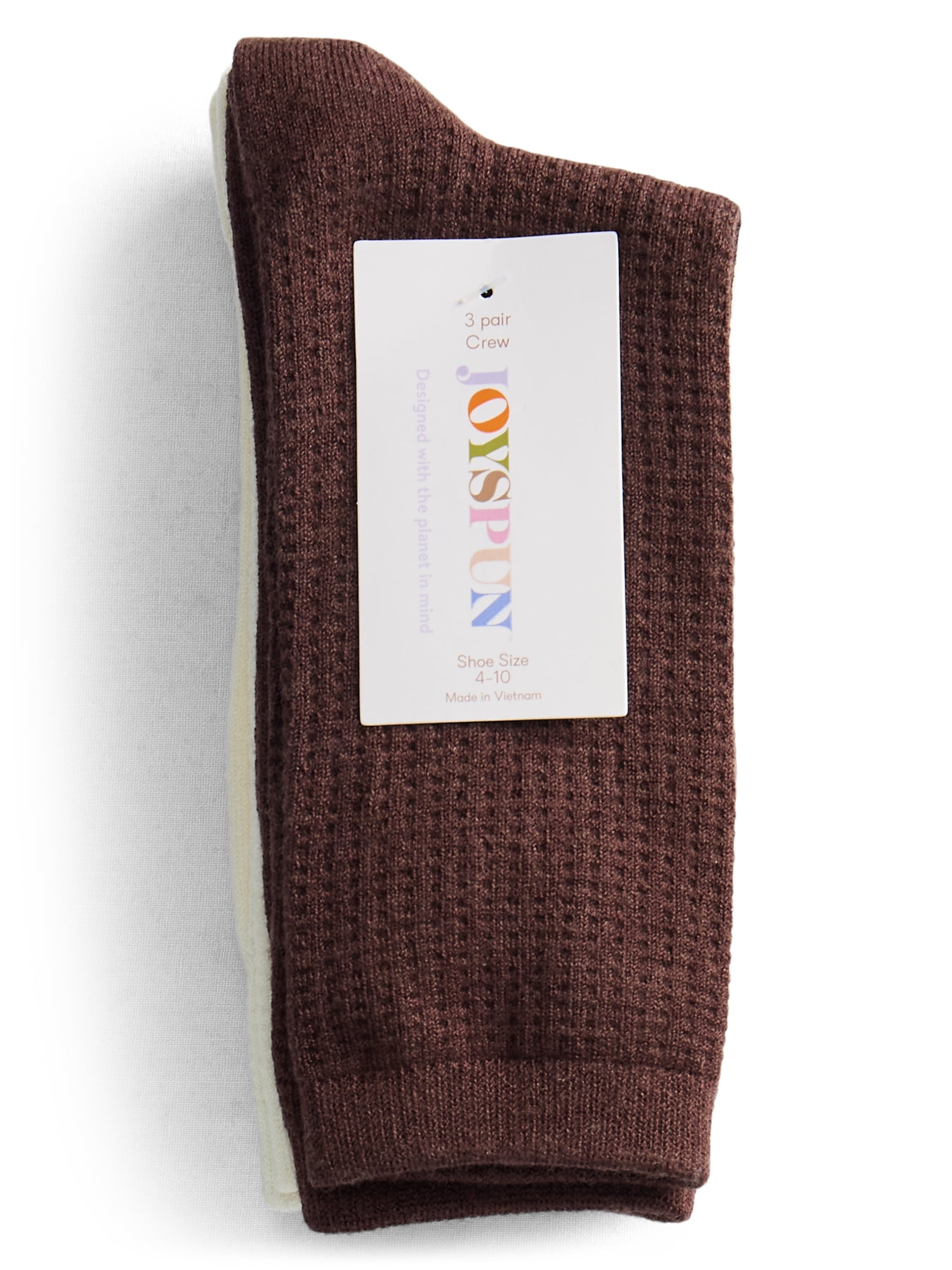 Joyspun Women’s Crew Elevated Dress Socks, 3-Pack, Shoe Sizes 4-10