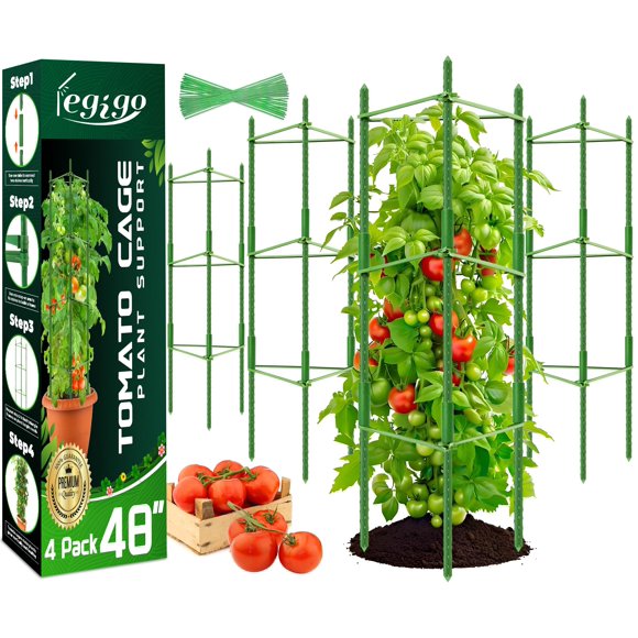 Soporte para plantas Legigo, jaula para tomates de 1,6 m, paquete de 4 estacas