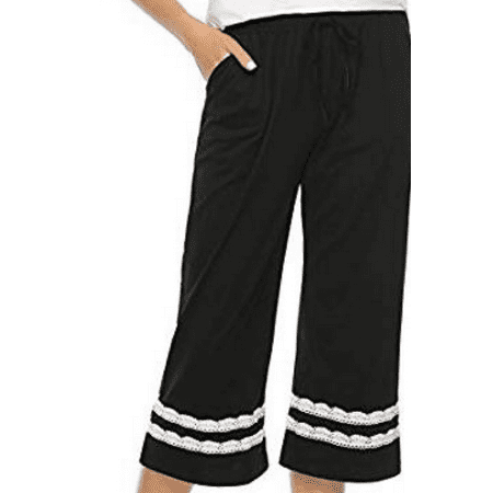 

COUTEXYI Women’s Pajama Pants Cropped Striped Loose High Waist Sleepwear Bottoms