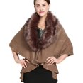 thumbnail image 1 of LinYooLi Women's Faux Fur Collar Shawl Wrap Fashionable Solid Color Poncho Cape Open Front Cardigan for Fall Winter 2022, 1 of 4