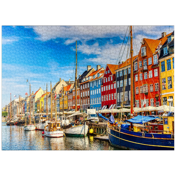 MyPuzzle - Nyhavn Harbor In The Center Of Copenhagen, Denmark - Premium 1000 Piece Jigsaw Puzzle for Adults