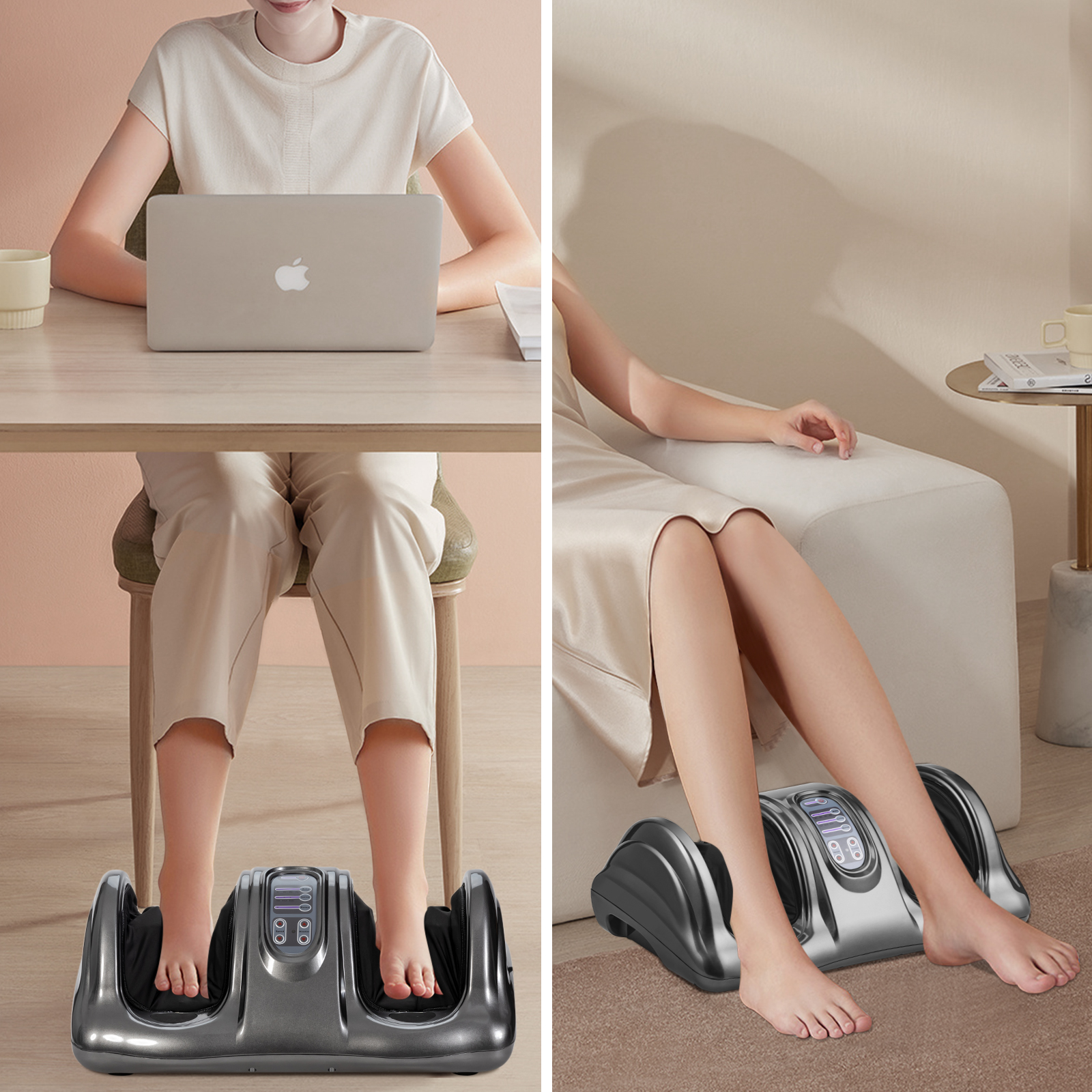 Giantex Foot Massager Machine, Electric Therapeutic Shiatsu Foot Calf Massager w/Kneading & Rolling for Foot & Ankle Pain, Gray