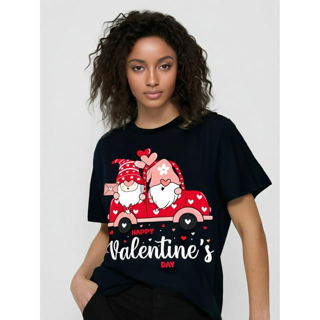 Happy Valentine's Day Love Cute Couple Love Hearts T-shirt 100% Cotton