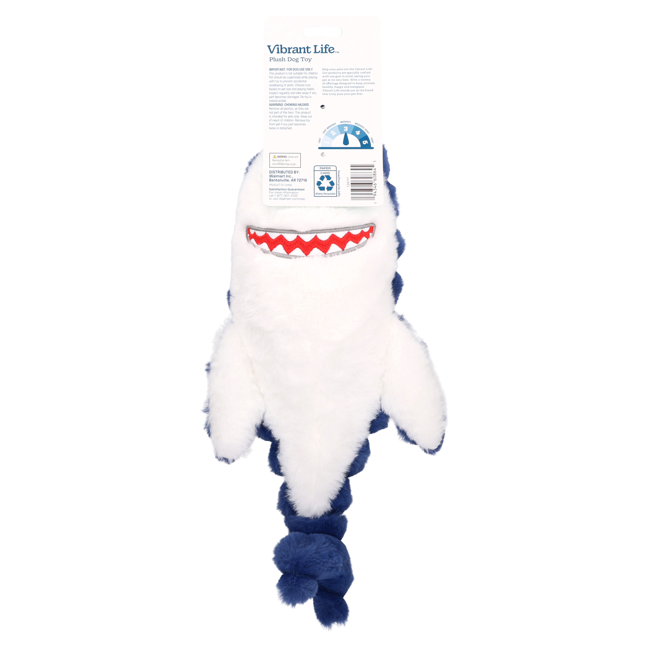 Vibrant Life Blue Shark Plush Dog Toy with Squeaker photo 8