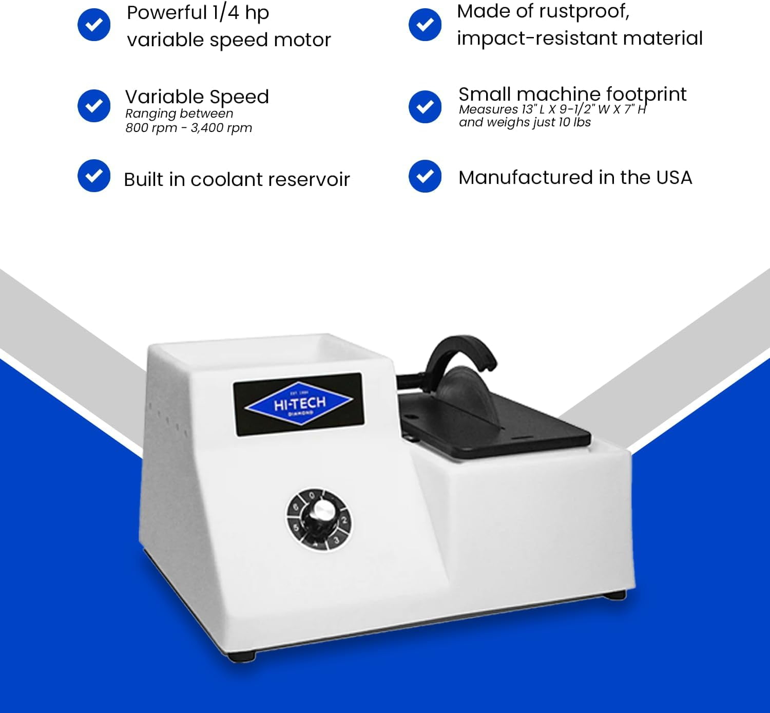 Hi-Tech Diamond 4"/5" Lapidary Equipment Trim Saw - Rock, Stone, Glass Cutting, Trimming, Sawing Machine Includes TWO Diamond Saw Blades