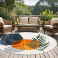 thumbnail image 5 of Round Rugs 6 Ft, Boho Non Slip Area Rugs for Kitchen Bedroom Entryway, Middle Century Abstract Modern Geometric Leaf Washable Carpet Runner Rug Floor Mats for Bedroom Home Decor, 5 of 9