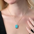 thumbnail image 3 of Gem Stone King 18K Yellow Gold Plated Silver Green Turquoise and White Created Sapphire Pendant Necklace for Women (11.25 Cttw, Emerald Cut 18X13MM, With 18 inch Silver Chain), 3 of 4