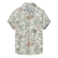 thumbnail image 3 of QIUOMBBP Button Down Shirts for Men Short Sleeve Leaf Printed Casual Tees Loose Stretchy Summer Hawaiian Tshirts Green M, 3 of 6
