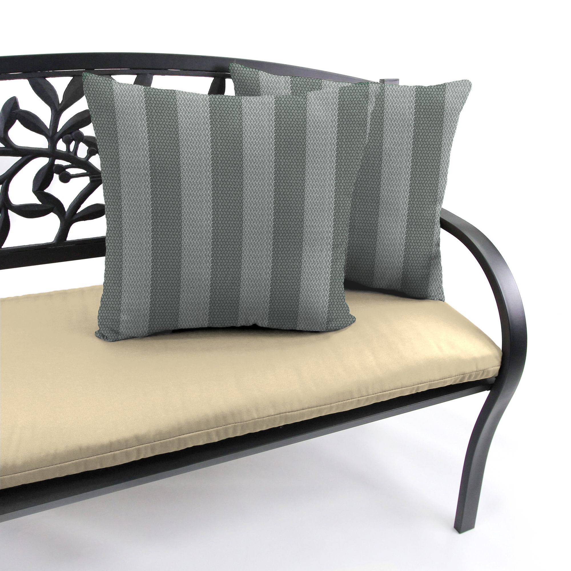 Jordan Manufacturing 18" x 18" Conway Smoke Grey Stripe Square Outdoor Throw Pillow (2 Pack)