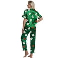 thumbnail image 5 of DAKIMOE Silk Satin Pajamas Set for Women Two-Piece Short Sleeve Shirt with Long Pajama Pant Set Soft Button Down Loungewear Nightwear Pjs Sleepwear for Women, 5 of 10