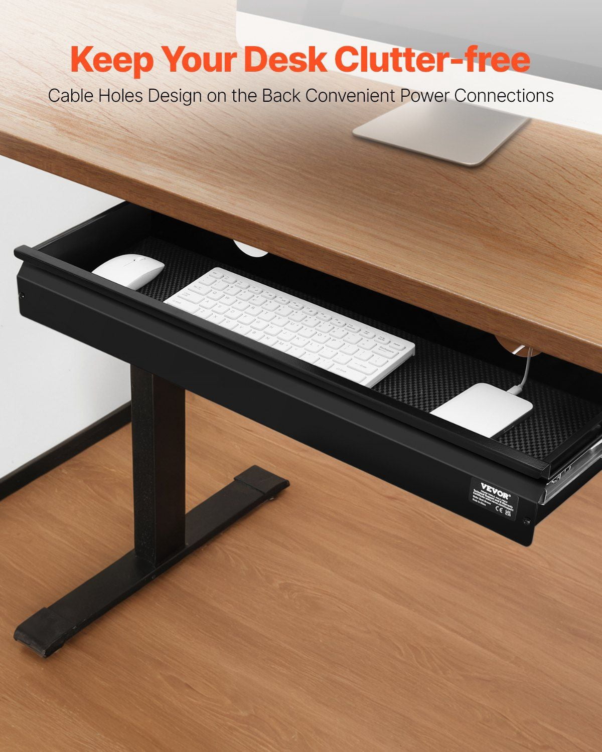 26 Inch Wide Under Desk Slide Out Drawer Hidden Storage Organizer 29x9x4 Inches for Office Home Sit Stand Workstation