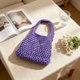 thumbnail image 5 of Woven Tote Bag 13x7.9 Inch Lightweight Cotton Rope Handbag Compact Hollow Woven Purse for Daily Beach Vacation Shopping Casual Use, 5 of 6