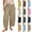 Beige, variant on Women's Pants All Season loose fit wide leg elastic waist drawstring waist solid color with pockets casual Gray M