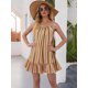 thumbnail image 2 of Cismea - Mini Vestido de Verano con Volantes Florales para Mujer, sin Mangas, con Lazo en El Hombro, LíNea Acampanada, Vestidos Cortos, Vestidos de Playa（Amarillo） Cismea falda, 2 of 3