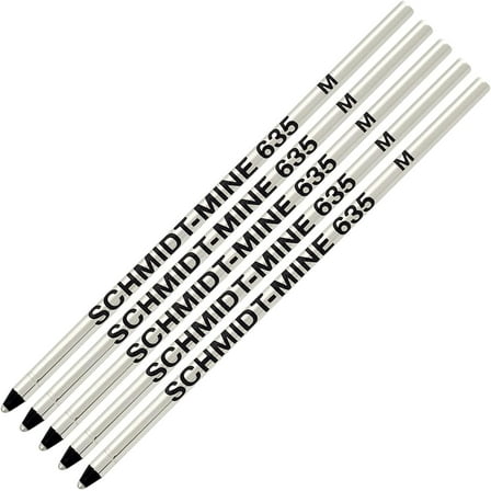 Schmidt 635 D1 Mine Ballpoint Refill - Black Ink (Medium Tip 0.7mm) - Pack of 5