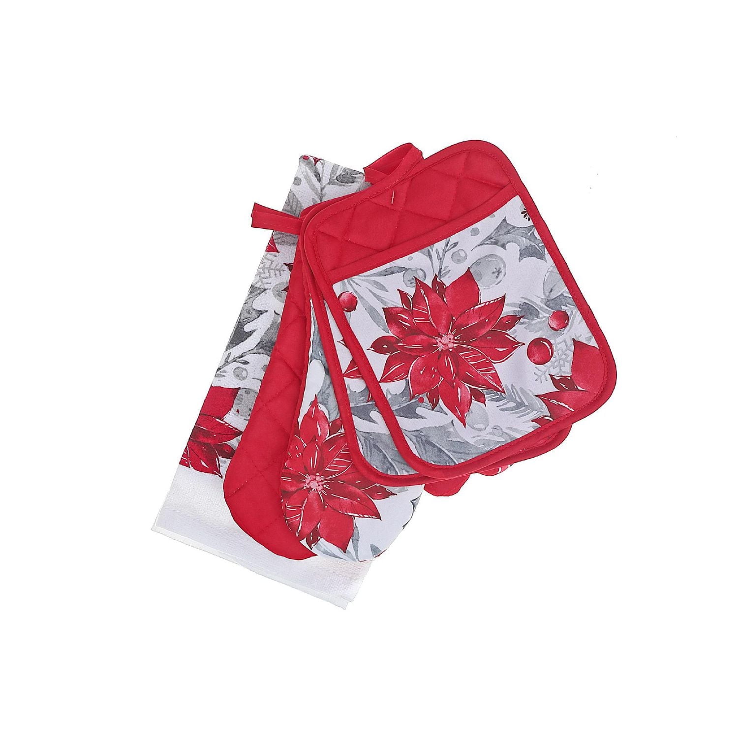 Ensemble de Cuisine de Noël 5 Pièces Poinsettia Rouge