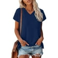 thumbnail image 5 of Cqxid525 Clearance Sales Today Deals Prime Basic T Shirts for Women Stylish and Comfortable Women's Loose Fit V Neck T Shirt | Casual Tee for Any Occasion Summer Tops Loose Fit, 5 of 8