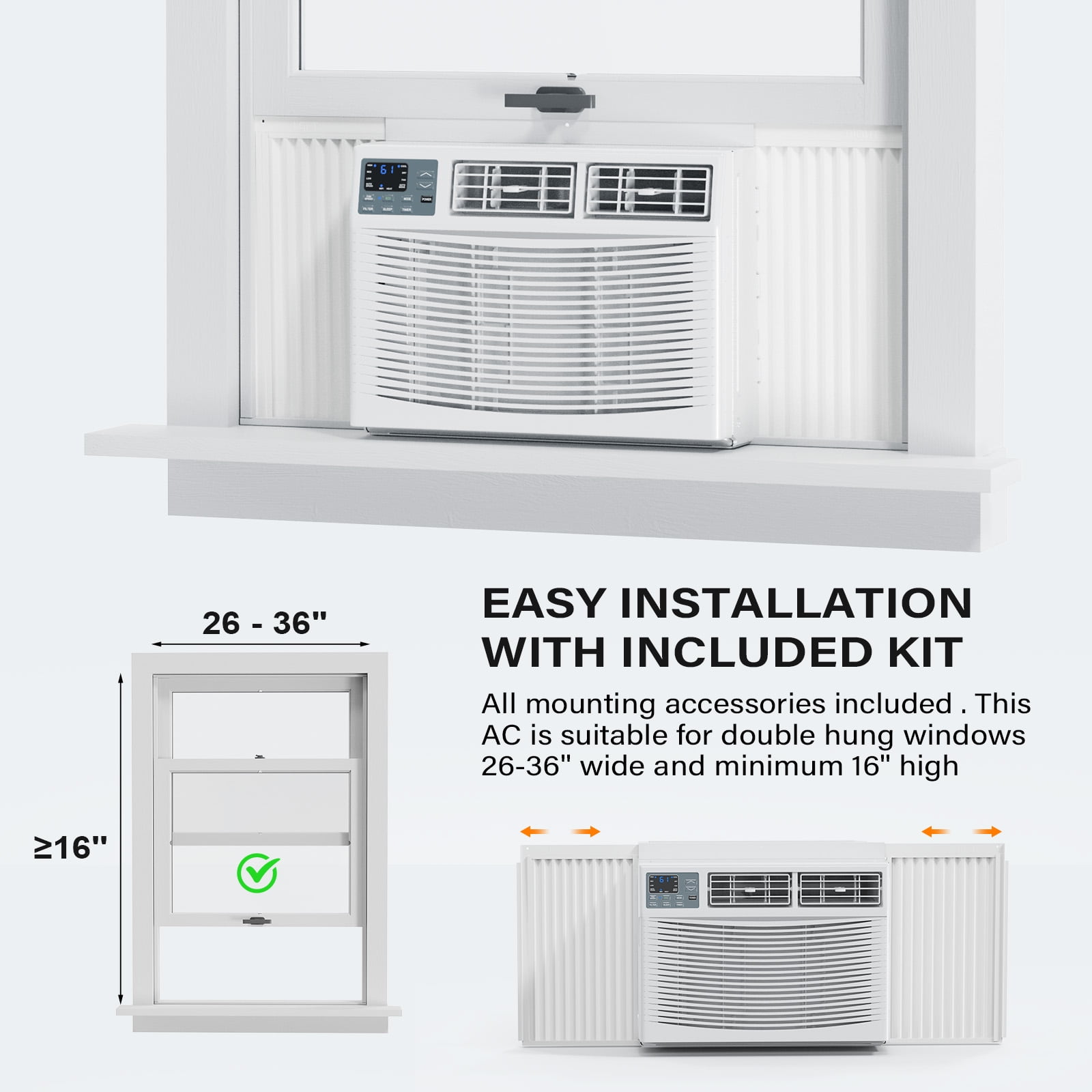Matladin Window Air Conditioner with Heat, 8000 BTU Window AC Unit & Heater Combo with APP & Voice Smart Control, Timer Function & Easy Installation Kit, 115V/60Hz